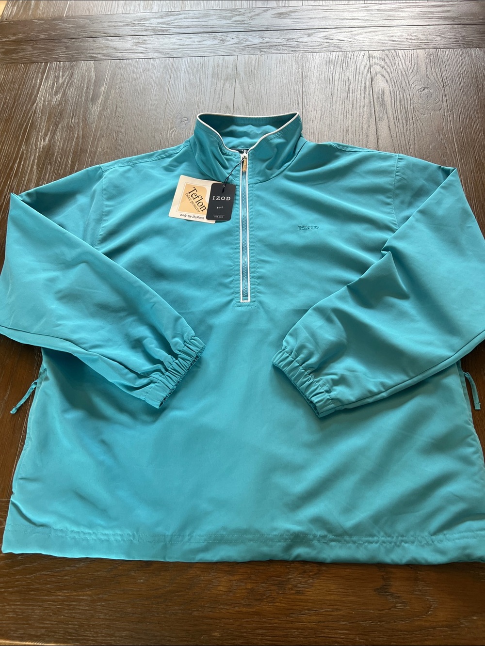 Izod Ladies Golf Turquoise Quarter-Zip Pullover Zippered Pockets NWT
